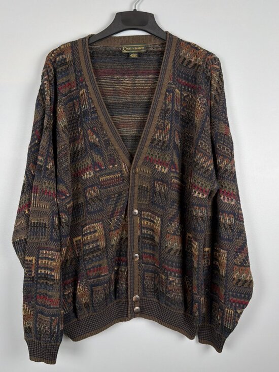 croft & barrow Other - Vintage Croft & Barrow Cardigan Mens L Brown Eclectic Grandpa Academia Oversized